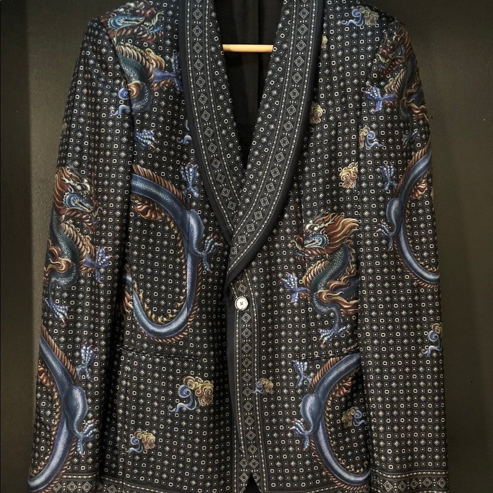 Dolce and Gabbana Silk Dragon Print Blazer